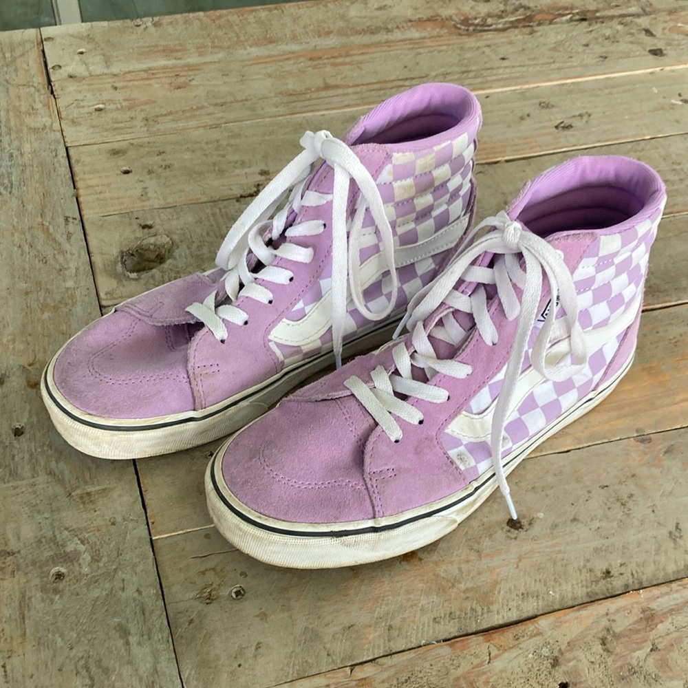 Vans Purple and White High-Top Sneakers